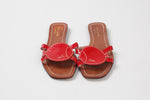 Load image into Gallery viewer, Kate Spade red patent leather flat sandals with fish shape on toe (5)
