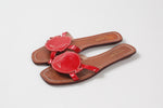 Load image into Gallery viewer, Kate Spade red patent leather flat sandals with fish shape on toe (5)
