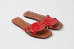 Load image into Gallery viewer, Kate Spade red patent leather flat sandals with fish shape on toe (5)
