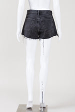Load image into Gallery viewer, Agolde black denim button front cut-off shorts (25)
