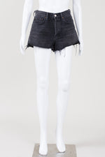 Load image into Gallery viewer, Agolde black denim button front cut-off shorts (25)
