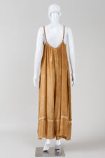Load image into Gallery viewer, Sanctamuerte light coffee tie dye jumpsuit with spaghetti straps and slight ruffle bottom (S, L) *new with tags $275
