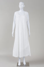 Load image into Gallery viewer, Eileen Fisher white linen sleeveless sheath maxi with raw edge and cotton slip (L)
