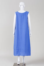 Load image into Gallery viewer, Bryn Walker medium blue sleeveless maxi dress with pockets and tucks at hem (XXS, S) *new with tags $259
