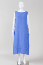 Load image into Gallery viewer, Bryn Walker medium blue sleeveless maxi dress with pockets and tucks at hem (XXS, S) *new with tags $259
