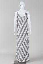Load image into Gallery viewer, La Bottega di Brunella grey crème side slit scoop neck maxi sleeveless dress (L) *new with tags $221
