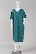 Load image into Gallery viewer, Haris Cotton Curve green V-neck midi dress with pockets (S) *new with tags $189
