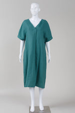 Load image into Gallery viewer, Haris Cotton Curve green V-neck midi dress with pockets (S) *new with tags $189

