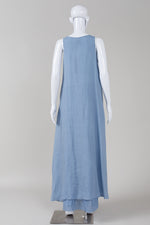 Load image into Gallery viewer, Lotus Eaters light denim blue scoop neck sleeveless hi-lo maxi with lining (XS, S) *new with tags $415
