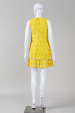 Load image into Gallery viewer, Juicy Couture bright yellow lace sleeveless scoop neck shift dress (4)
