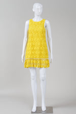 Load image into Gallery viewer, Juicy Couture bright yellow lace sleeveless scoop neck shift dress (4)

