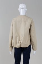 Load image into Gallery viewer, Massimo Dutti beige zip front mock bomber jacket (M)
