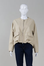 Load image into Gallery viewer, Massimo Dutti beige zip front mock bomber jacket (M)
