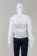 Load image into Gallery viewer, Essentiel Antwerp long sleeve pullover lace top with ruffle detail (40)

