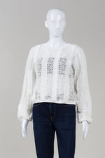 Load image into Gallery viewer, Essentiel Antwerp long sleeve pullover lace top with ruffle detail (40)
