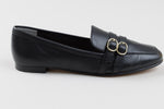 Load image into Gallery viewer, Stuart Weitzman black leather two-strap loafers (8)
