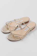 Load image into Gallery viewer, Emme Parsons gold metallic leather strapy sandals (small mark at toe and wear on sole) (36)
