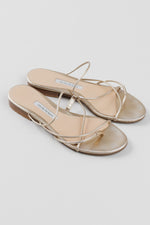 Load image into Gallery viewer, Emme Parsons gold metallic leather strapy sandals (small mark at toe and wear on sole) (36)

