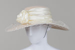 Load image into Gallery viewer, Brimms International off white brimmed hat with satin trim &amp; netting
