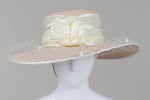 Load image into Gallery viewer, Brimms International off white brimmed hat with satin trim &amp; netting
