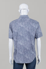 Load image into Gallery viewer, Bugatchi Blue short sleeve button front shaped fit shirt
