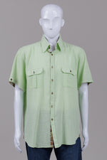Load image into Gallery viewer, Franco Negretti vintage linen lime green short sleeve button shirt (XXL)
