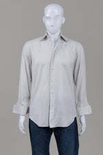 Load image into Gallery viewer, Ermenegildo Zegna off white long sleeve dress shirt with diagonal pattern (15/38)
