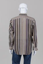 Load image into Gallery viewer, Etro linen brown tones striped long sleeve shirt (39)
