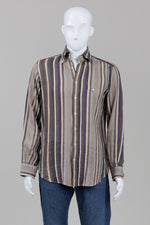 Load image into Gallery viewer, Etro linen brown tones striped long sleeve shirt (39)

