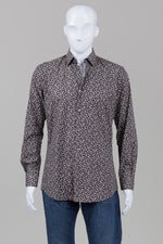 Load image into Gallery viewer, Paul Smith black with white and light brown flower detail slim fit dress shirt (15/38)

