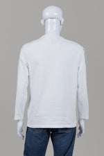 Load image into Gallery viewer, Feng Chen Wang White long sleeve cotton jersey t-shirt with layered double collar design (L)

