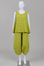 Load image into Gallery viewer, Bryn Walker 2 piece lime green sleeveless A-line top and baggy barrel elasticized pants (XXS)

