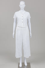 Load image into Gallery viewer, Bryn Walker 2 piece white S/S collar shirt and flood elasticized pant (XXS) *new with tags $340
