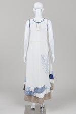 Load image into Gallery viewer, Mara Gibbucci off white linen maxi dress with handcrafted details including teared bottom (XS, S, M) *new with tags $495
