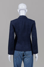 Load image into Gallery viewer, Jones New York dark blue linen blazer (4)
