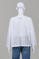 Load image into Gallery viewer, Finini white button front blouse with eyelet cutout pattern (XL) *new with tags $179
