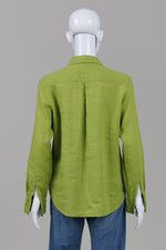 Load image into Gallery viewer, Maneki Neko lime green linen collared long sleeve shirt (48)
