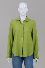 Load image into Gallery viewer, Maneki Neko lime green linen collared long sleeve shirt (48)
