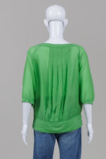 Load image into Gallery viewer, Diesel lime green tie front top with pleated details, 3/4 sleeves (S)

