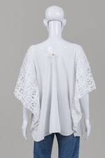 Load image into Gallery viewer, Vix Paulahermanny white lace cutout kimono style top with V neck insert (S)
