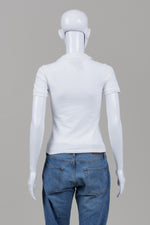 Load image into Gallery viewer, Burberry white polo shirt with iconic pattern button placket (XS)
