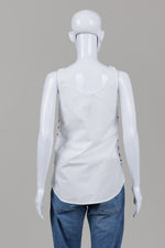 Load image into Gallery viewer, Derek Lam white sleeveless tank top with black lace up corset side detailing  (0)
