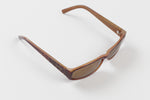 Load image into Gallery viewer, Michael Kors brown and taupe two-toned rectangular sunglasses with solid brown lenses.
