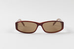 Load image into Gallery viewer, Michael Kors brown and taupe two-toned rectangular sunglasses with solid brown lenses.
