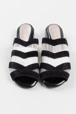 Load image into Gallery viewer, BeautiFeel black suede and mesh slip-on sandals with geometric heel (37)
