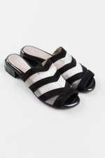 Load image into Gallery viewer, BeautiFeel black suede and mesh slip-on sandals with geometric heel (37)
