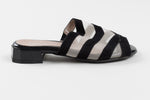 Load image into Gallery viewer, BeautiFeel black suede and mesh slip-on sandals with geometric heel (37)
