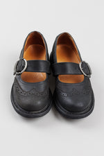 Load image into Gallery viewer, John Fluevog Gillian black leather brogue Mary Janes with chunky buckle strap (7.5)
