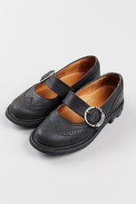 Load image into Gallery viewer, John Fluevog Gillian black leather brogue Mary Janes with chunky buckle strap (7.5)
