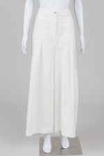 Load image into Gallery viewer, Noen off-white super wide leg pants with back elasticed waist and zipper front with pleating detail and front pockets(8) *new with tags $213
